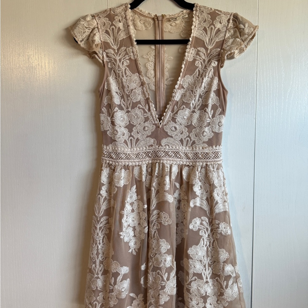 For Love And Lemons Cream Lace Mini Dress